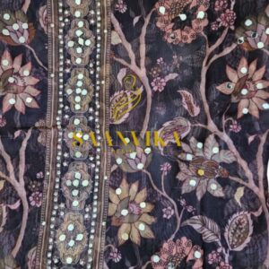 Unstitched Organza Churidhar Materials - Black
