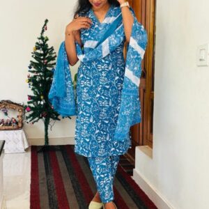 Floral Print Kurta,Pant, Dupatta Set