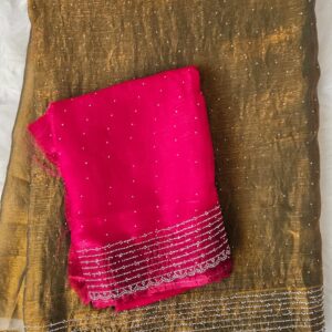 Space silk Saree with Contrast Blouse