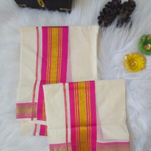 Rani Pink Kerala Set Mund