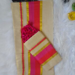 Rani And Pink Kerala Set Mund